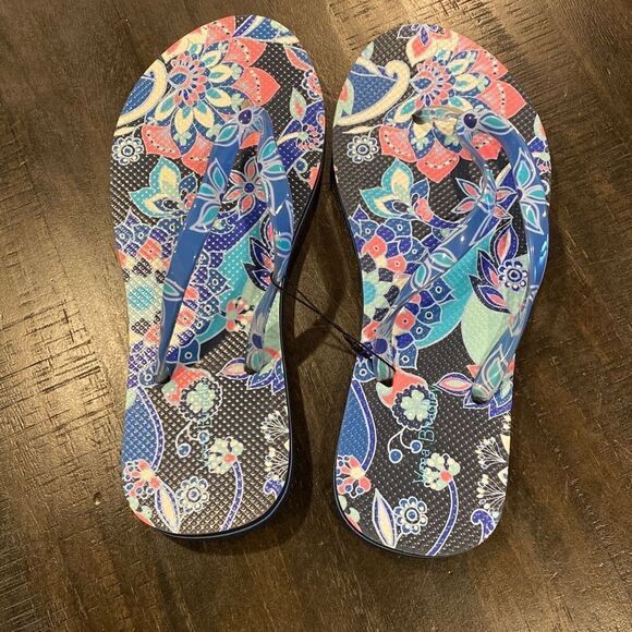 Vera Bradley Thong Sandal Flip Flop Multi Color Floral Women Size S 7 - Picture 1 of 5